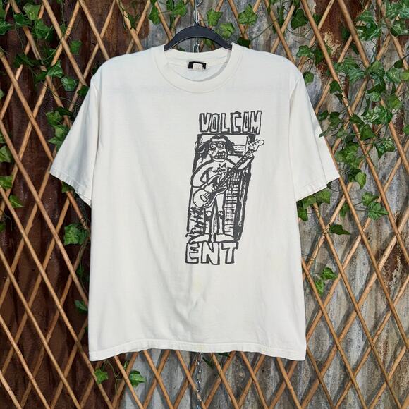 Vintage Y2K Volcom rocker guitar drawing doodle 00s t-shirt - Picture 1 of 4